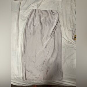 professional flowy cream midi skirt